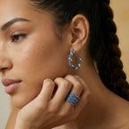 Denim Twist Hoops